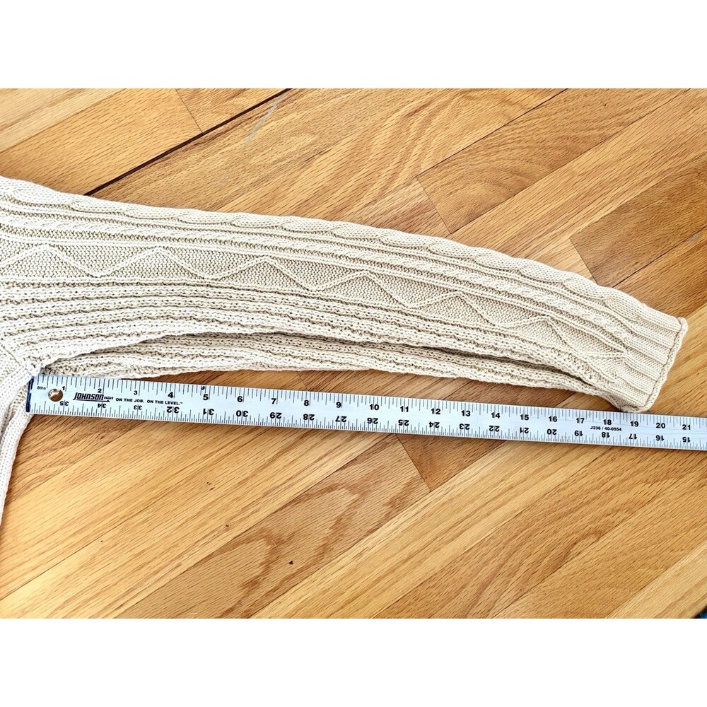 Vtg Ralph Lauren American Flag Aran Cable Knit Sweater 100% Cotton Cream Size M - Picture 11 of 11